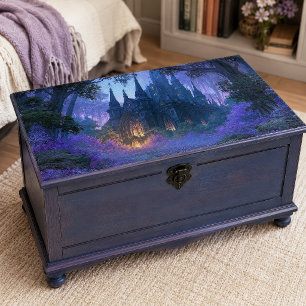 Papel De Seda Castelo Gótico da Floresta Roxa Estrelada Decoupag