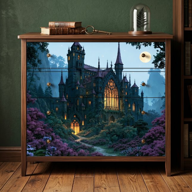 Papel De Seda Castelo Gótico Decoupage com Lua Cheia Brilhante (Criador carregado)