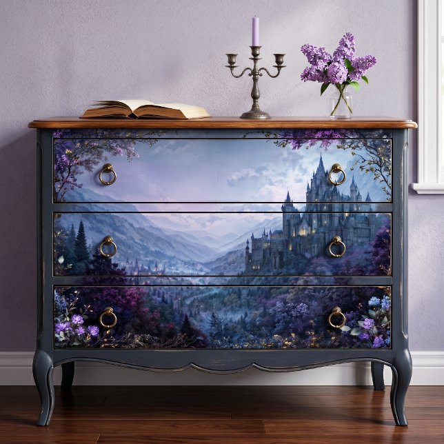Papel De Seda Castelo Gótico Malva Moody Border (Criador carregado)