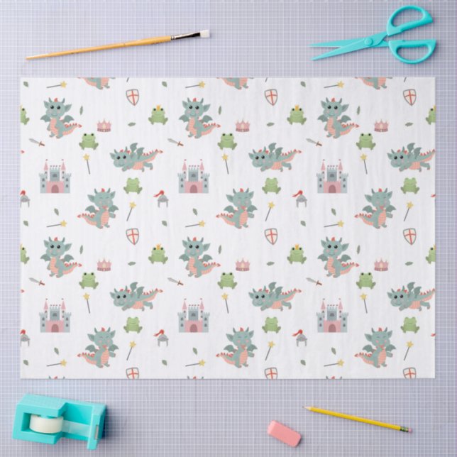 Papel De Seda Castelo Medieval Dragon Knights Fairytale (Arte )