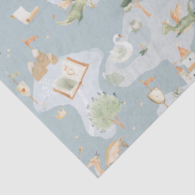Papel De Seda castelo Reino Real Dragão Azul mapa (Detalhes)