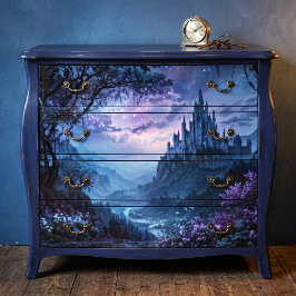 Papel De Seda Castelo Val Floral Roxo Estrelado Gótico