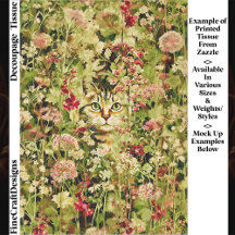 Cat Hidden in a Wildflower Meadow EX3 Decoupage