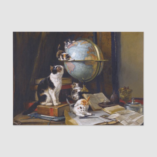 Papel De Seda Cat & Kittens ・ Henriette Ronner-Knip (1821-1909) (Frente )