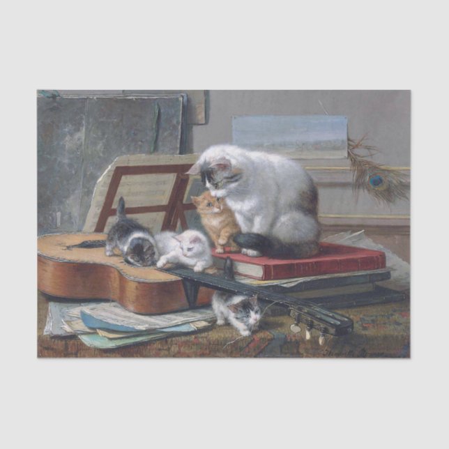 Papel De Seda Cat & Kittens ・ Henriette Ronner-Knip (1821-1909) (Frente )