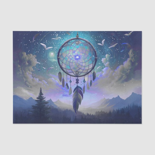 Papel De Seda Catcher de Sonho Lua Cheia, Celestial (Frente )