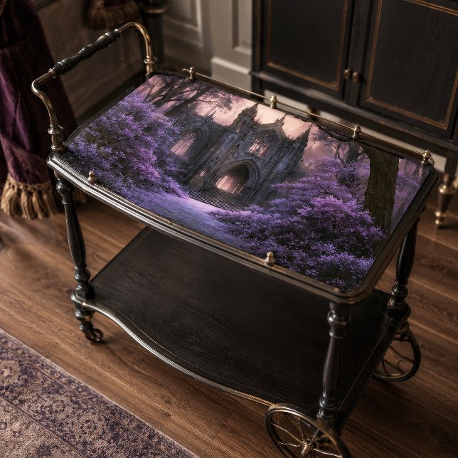Papel De Seda Catedral Dark Fantasy Floresta Roxa Gótica (Criador carregado)