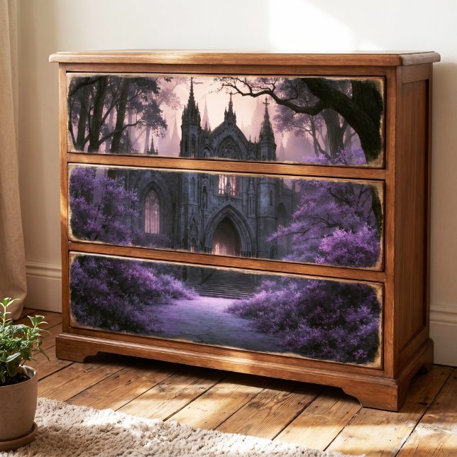 Papel De Seda Catedral Dark Fantasy Floresta Roxa Gótica (Criador carregado)