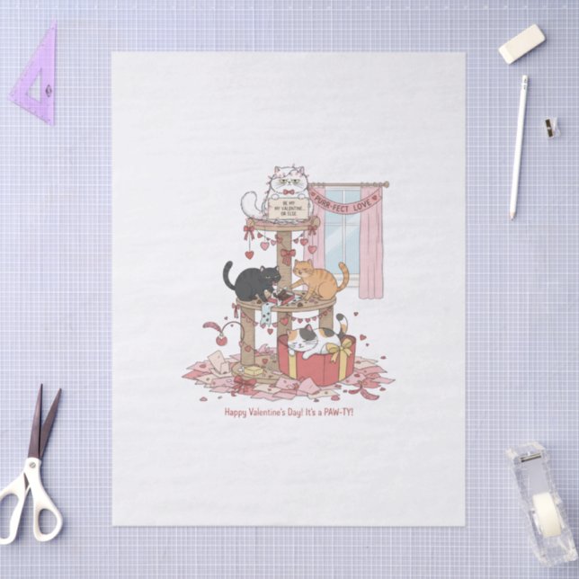Papel De Seda  Cat's Meow Valentine's Day Tissue Paper (Arte )