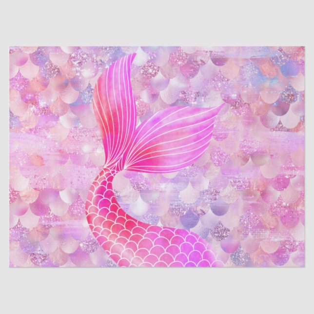 Papel De Seda Cauda da Sereia Rosa-Gliteira (Frente )