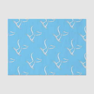 Papel De Seda Cauda de Baleia Branca em Azul