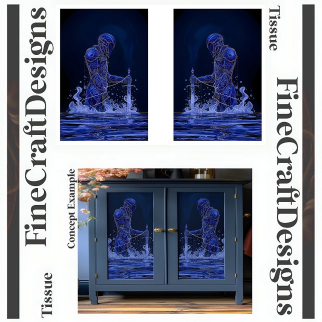 Papel De Seda Cavaleiro Nobre Azul com Desvinculação de Espadas  (Criador carregado)