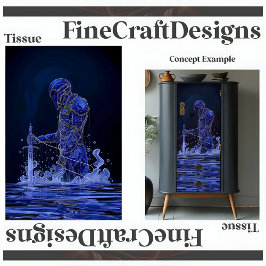 Papel De Seda Cavaleiro Nobre Azul Com Espada Decoupage Esquerdo