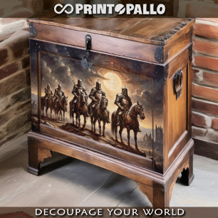 Papel De Seda Cavaleiros cruzados marchando no cavalo