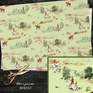 Papel De Seda Cavaleiros Ingleses Clássicos Vintage Caça com Cãe