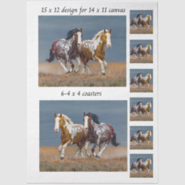 Papel De Seda Cavalgada Pintada Cavalos Correndo em Tela 11x14