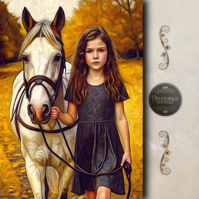 Papel De Seda Cavalgar de Outono Decoupage (Autumn Horse Walk Decoupage Tissue Paper)