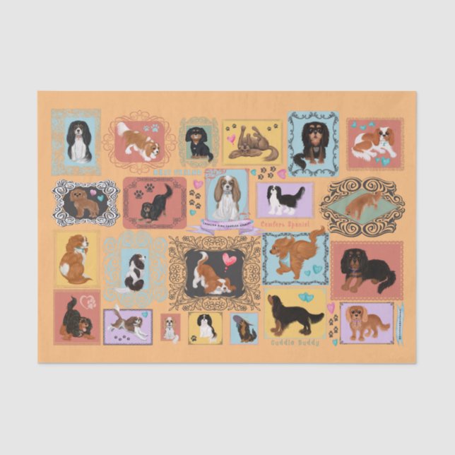 Papel De Seda Cavalier King Charles Spaniel Tissue Paper (Frente )