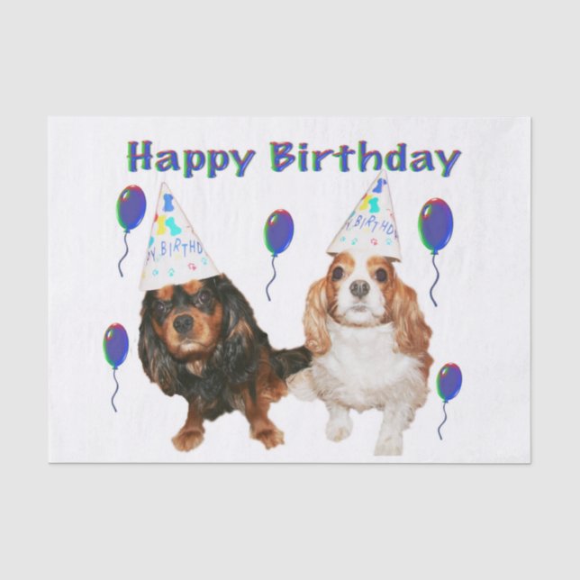 Papel De Seda Cavalier King Charles Spaniels de Aniversário (Frente )