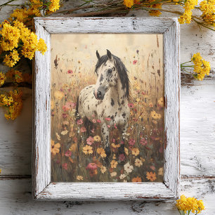 Papel De Seda Cavalo Appaloosa Campo de Flores Silvestres Decoup