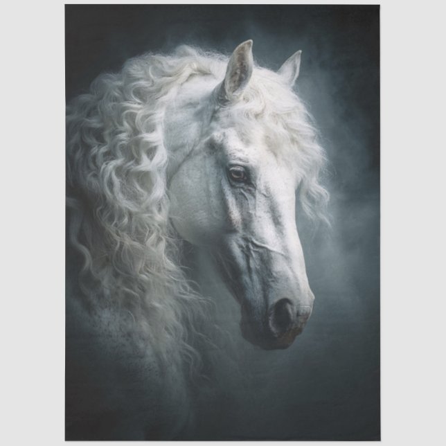 Papel De Seda Cavalo Branco Decoupage do Corcel Fantasma (Frente )