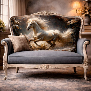 Papel De Seda Cavalo Branco Dourado Floresta Encantada Decoupage