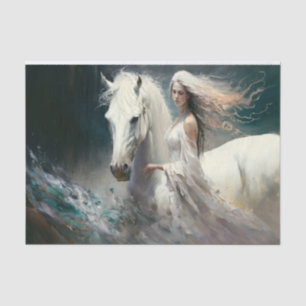 Papel De Seda Cavalo Branco e Senhora
