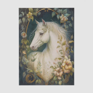Papel De Seda Cavalo Branco Elegante Art Nouveau