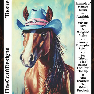 Papel De Seda Cavalo Castanho, Chapéu de Cowboy Rosa Azul CS9 De