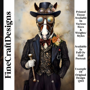 Papel De Seda Cavalo Chic Antropomórfico Steampunk Q8H Decoupage
