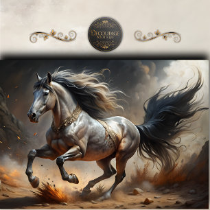 Papel De Seda Cavalo de Fantasia Majestosa Arte Decoupage