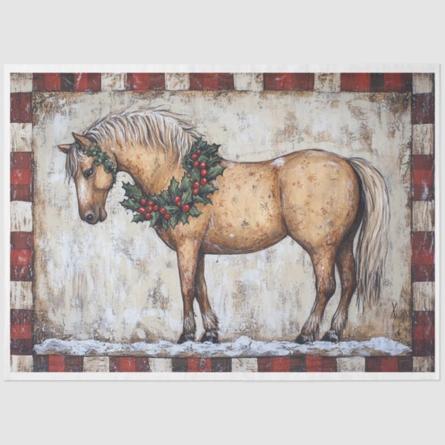 Papel De Seda Cavalo de Natal Primitivo (Frente )