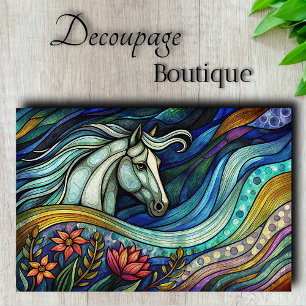 Papel De Seda Cavalo de Vidro Pintado Abstrato Decoupage