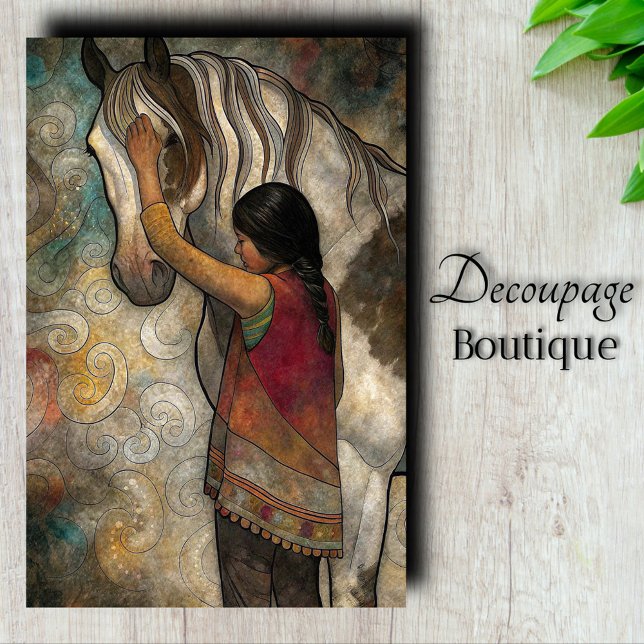 Papel De Seda Cavalo Decoupage Vínculo Sagrado (Sacred Bond Horse Decoupage Tissue Paper)