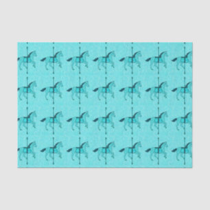 Papel De Seda Cavalo do carrossel - turquesa e Aqua