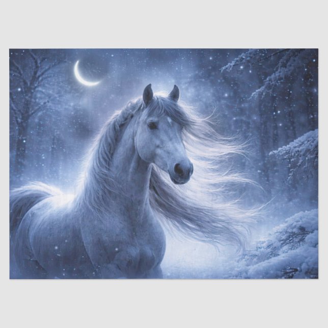 Papel De Seda Cavalo e Lua Belo Inverno (Frente )