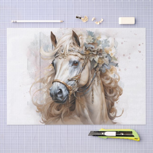 Papel De Seda Cavalo Floral (Arte )