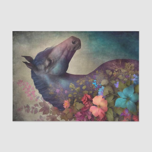 Papel De Seda Cavalo Floral Elegante (Frente )