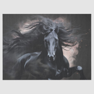 Papel De Seda Cavalo Frísio Preto Decoupage