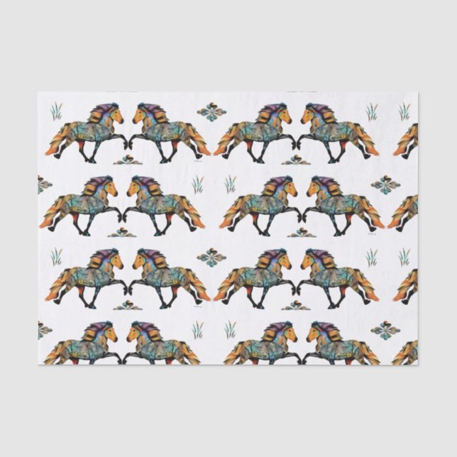 Papel De Seda Cavalo Islandês Pop Art (Frente )
