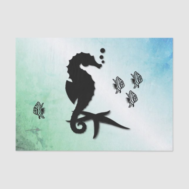 Papel De Seda Cavalo-marinho ao Verde (Frente )