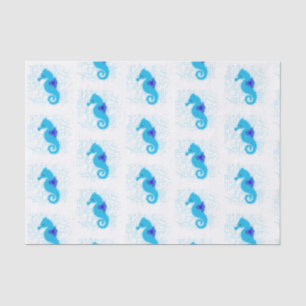 Papel De Seda Cavalo-Marinho Azul Em Fundo Distante
