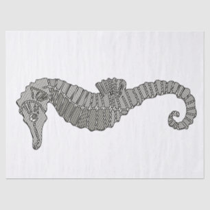 Papel De Seda Cavalo-marinho moderno-cônico que desenhe náutico,