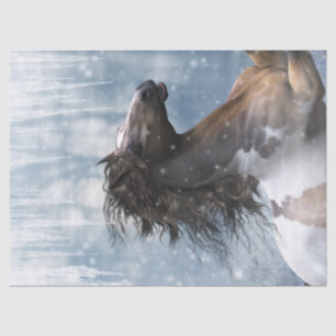 Papel De Seda Cavalo Mustang Na Neve