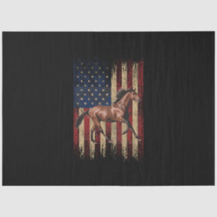 Papel De Seda Cavalo Patriótico Andando Bandeira Americana