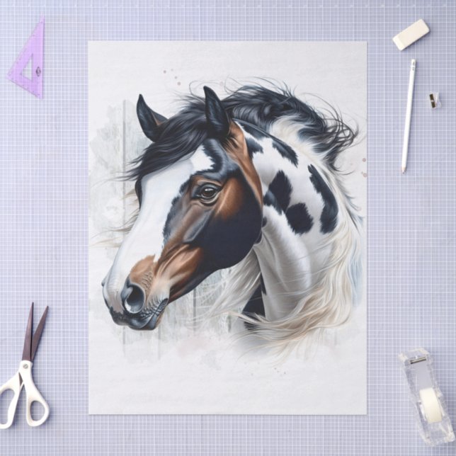 Papel De Seda Cavalo Pintado Americano Decoupage (Arte )