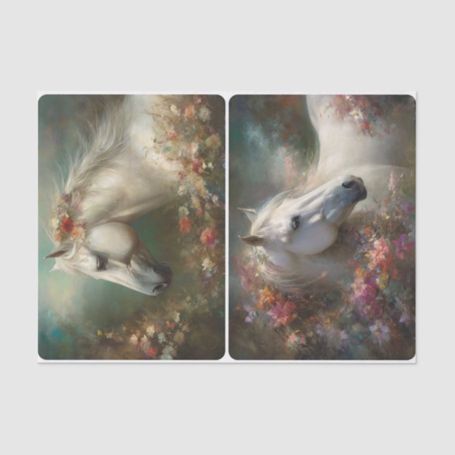 Papel De Seda Cavalos Brancos (Frente )