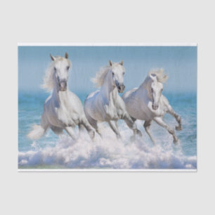 Papel De Seda Cavalos Brancos Andaluzes