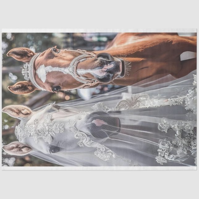 Papel De Seda Cavalos de Noiva e Churrasco Casando (Frente )