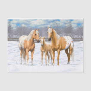 Papel De Seda Cavalos De Palomino Appaloosa Na Neve